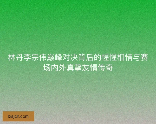 林丹李宗伟巅峰对决背后的惺惺相惜与赛场内外真挚友情传奇 林丹李宗伟巅峰对决背后的惺惺相惜与赛场内外真挚友情传奇